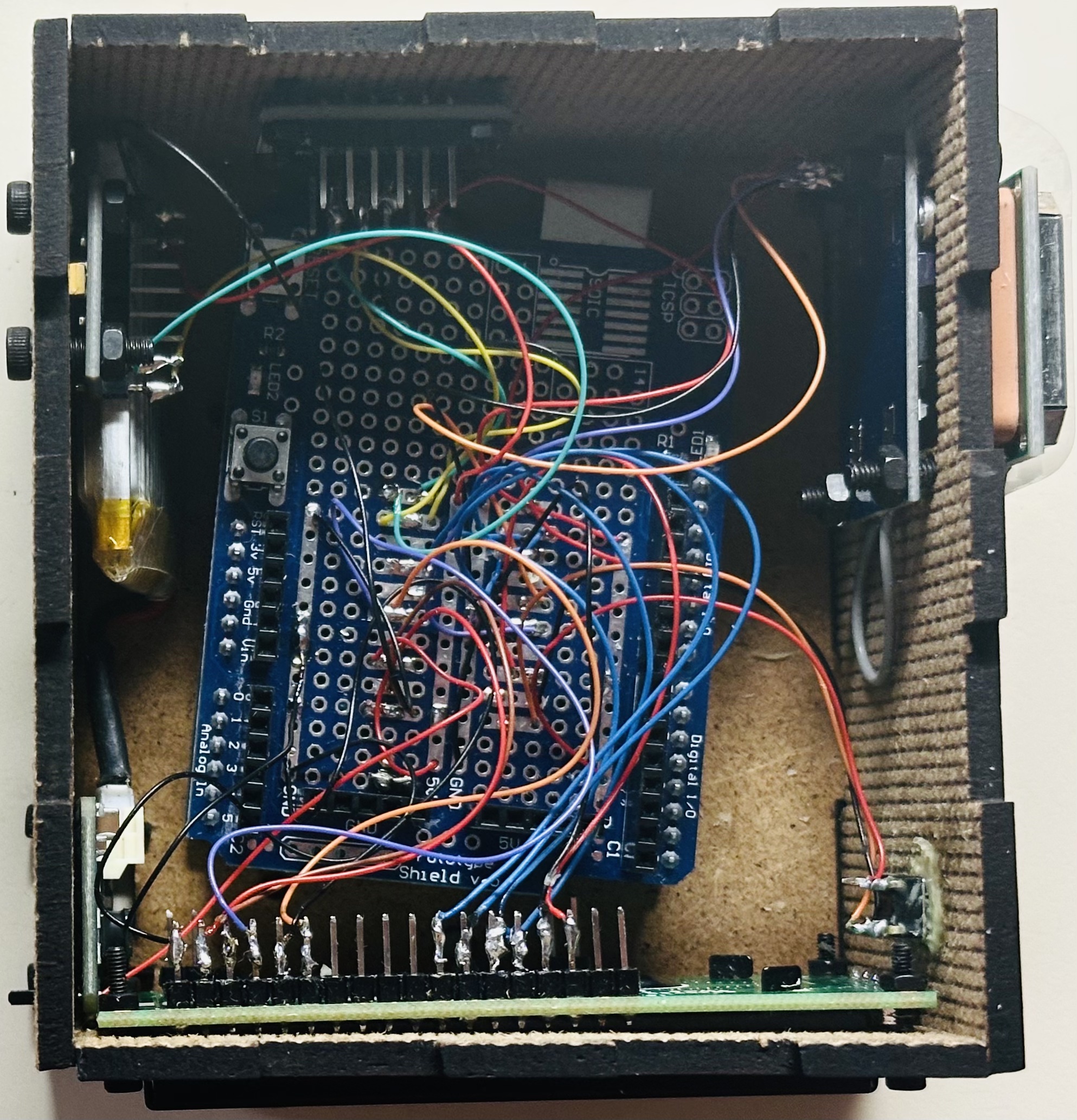 Inside of the box with electronics